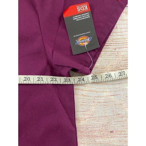 NWT Dickies Burgundy V Neck Short Sleeve Scrub Top - Large - Picture 6 of 10